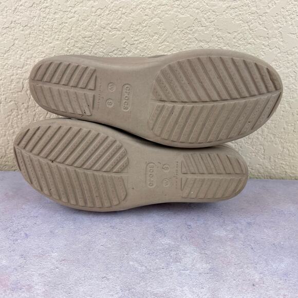 Crocs Womens Sanrah Strappy Wedge Slide Flip Flop Sandal Beige Size 9 - Picture 7 of 12